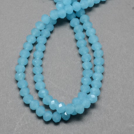 Rondelle Sfaccettate in Vetro Imitazione Giada 4 x 3 mm Azzurro Turchese - 1 Filo da circa 49 cm