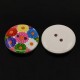 Bottone in legno 28 mm 2 fori Disegno Fiori - 2 pz