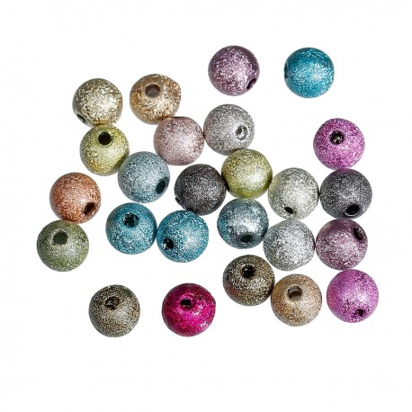 Perle Tonde Stardust in Acrilico 6 mm Colori Misti - 50 pz