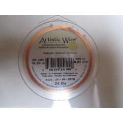Artistic Wire 0.51 mm (24 Gauge) Natural Copper - Spool of 18,29 m ( 20yds)