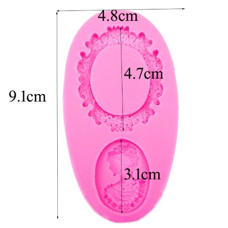 Stampo Silicone Cammeo Donna con Cornice 9,1 x 4,8 x 0,9 cm - 1 pz