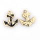Charm Smaltato Ancora 14 x 12 x 2,5 mm Nero/Oro - 1 pz