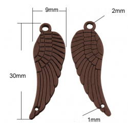 Pendente Ala 30x9x1 mm, Color Rame - 4 pz