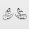 Charm Cigno 13x13x1,5 mm, Color Argento Anticato - 5 pz