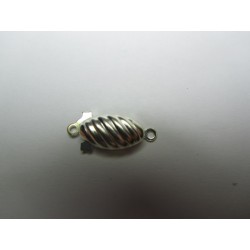Chiusura a Cassetta Ovale Lavorata mm, Color Argento - 1 pz