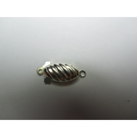 Chiusura a Cassetta Ovale Lavorata mm, Color Argento - 1 pz