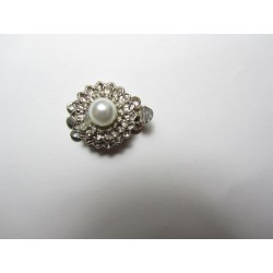 Chiusura a Cassetta Fiore con Perla mm, Color Nichel - 1 pz