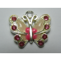 Pendente Smaltato Farfalla con Strass 22 x 21 mm Rosa - 1 pz