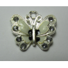 Pendente Smaltato Farfalla con Strass 22 x 21 mm Avorio/Nero - 1 pz