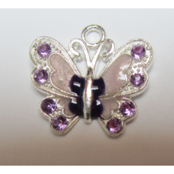 Pendente Smaltato Farfalla con Strass 22 x 21 mm Lilla - 1 pz