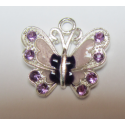 Pendente Smaltato Farfalla con Strass 22 x 21 mm Lilla - 1 pz