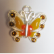 Pendente Smaltato Farfalla con Strass 22 x 21 mm Giallo/Arancio - 1 pz