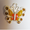 Pendente Smaltato Farfalla con Strass 22 x 21 mm Giallo/Arancio - 1 pz