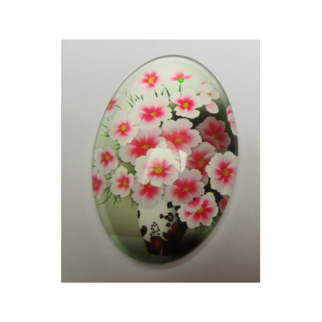 Cabochon Ovale in Vetro 20 x 30 mm Soggetto Fiori - 1 pz
