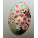 Oval Glass Cabochon 20 x 30 mm Flower Pattern - 1 pc