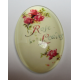 Oval Glass Cabochon 20 x 30 mm "Rose Leaves" Writing - 1 pc