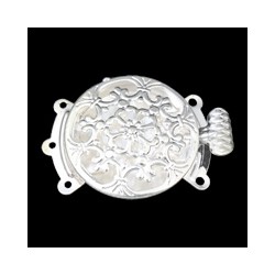 Chiusura a Cassetta Ottone Lavorata 3 File 32x23x7 mm, Color Argento -- 1 pz