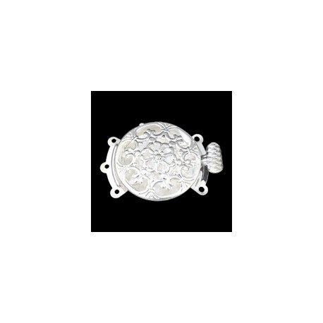 Chiusura a Cassetta Ottone Lavorata 3 File 32x23x7 mm, Color Argento -- 1 pz