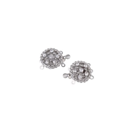 Chiusura a Cassetta Ottone con Strass 3 File 16x21x8 mm, Color Platino - 1 pz