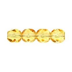 Fire Polished Faceted Round Beads 6 mm Light Topaz - 25 pcs