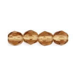 Fire Polished Faceted Round Beads 6 mm Smoky Topaz - 25 pcs