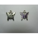 Pendente Smaltato Farfalla 17 x 15,2 mm Viola/Argentato - 1 pz