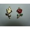 Pendente Smaltato Rosa Pendente Smaltato Rosa 24 x 12 mm Rosso/Dorato - 1 pz mm Rosso/Dorato - 1 pz