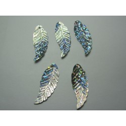 Foglie in acrilico 29x11 mm Argentate Glitterate - 5 pz