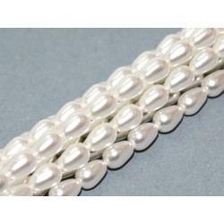 Glass Drop Pearl Coated 7x5 mm Bright White - 20 pcs