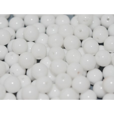 Perle Tonde in Vetro di Boemia 6 mm Chalk White - 20 Pz