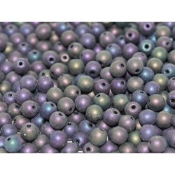 Perle Tonde in Vetro di Boemia 6 mm Matte Iris Purple - 25 Pz