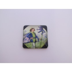 Cabochon Quadrato in Vetro 20x20 mm Soggetto Fata - 1 pz