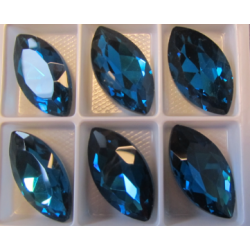 Horse Eye Faceted Glass Cabochon 17x32 mm Dark Indicolite - 1 pc