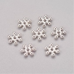 Distanziatore in metallo 8,5x2,5 mm Forma Fiocco di Neve, Color Argento - 10 pz