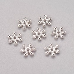 Metal Snowflake Bead Spacer 8,5x2,5 mm, Silver Color - 10 pcs