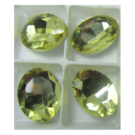 Cabochon Ovale Sfaccettato in Vetro 13 x 18 mm Light Lemon - 1 pz