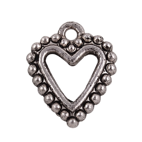Pendente/Charm Cuore 17x14 mm Color Argento Anticato - 1 pz