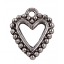 Pendente/Charm Cuore 17x14 mm Color Argento Anticato - 2 pz