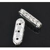 Distanziatore Barra 3 File 21x7,5 mm Color Argento con Strass - 2 pz
