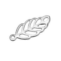 Stainless Steel Leaf Filigree Hollow Charm 13x6 mm - 10 pcs