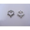 Connettore Chandelier Cuore 1/ 6 File 19x21 mm Color Argento Anticato - 2 pz