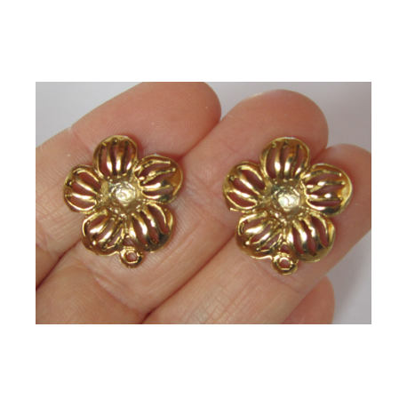 Perno in Zama Fiore Traforato 19 mm Color Nichel/Nero - 2 pz