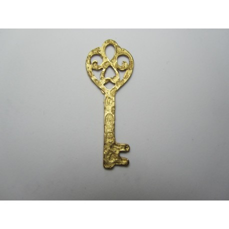 Pendente in Zama Chiave 2 Denti 58x20 mm Color Oro Opaco - 1 pz