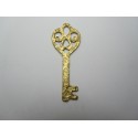 Pendente in Zama Chiave 2 Denti 58x20 mm Color Oro Opaco - 1 pz