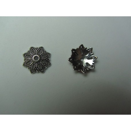 Coppetta Spessa a Forma di Fiore 16 mm Color Argento Anticato - 10 pz