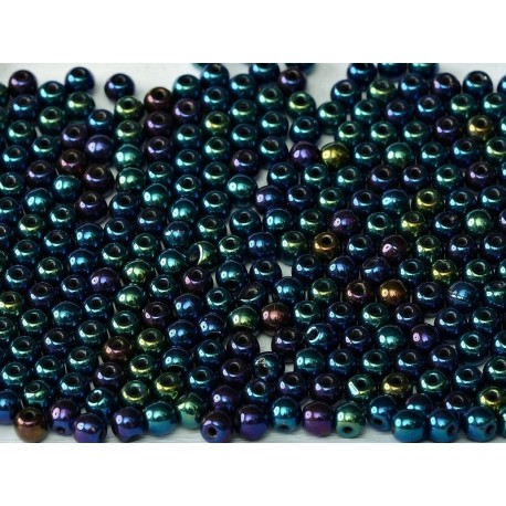 Perle Tonde in Vetro di Boemia 3 mm Iris Blue - 50 Pz