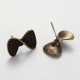 Perno Orecchino Ottone Papillon Lavorato 11x18 mm Bronzo Anticato (senza anellino) - 2 pz