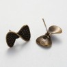 Perno Orecchino Ottone Papillon Lavorato 11x18 mm Bronzo Anticato (senza anellino) - 2 pz