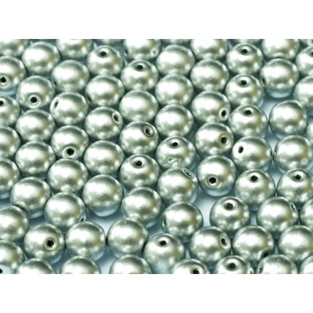 Perle Tonde in Vetro di Boemia 4 mm Aluminium Silver - 50 Pz