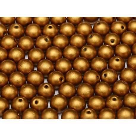 Perle Tonde in Vetro di Boemia 6 mm Metallic Brass Gold - 25 Pz